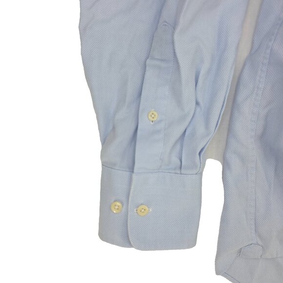 David Donahue Button Dress Shirt Mens 16.5 34/35 Blue Long Sleeve Solid Cotton - Picture 6 of 8